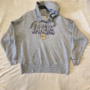 Vintage 47' Brand NBA Men's Size XL Los Angeles Lakers Gray Hoodie Sweatshirt